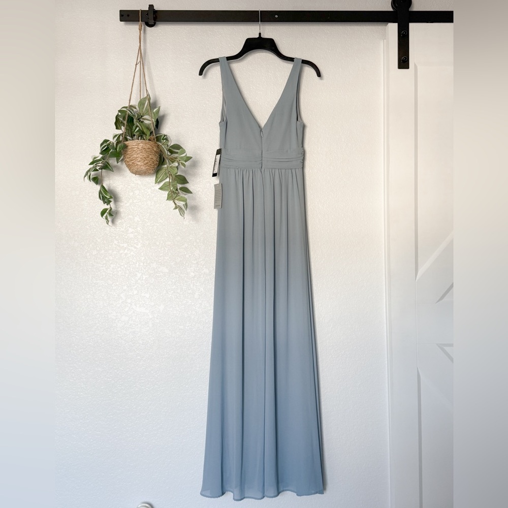 NWT Lulu’s V-Neck Chiffon A-Line Light Blue Gown XS - Picture 6 of 6